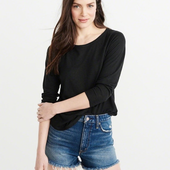 LINEN-BLEND BASEBALL TEE, black, XS - Picture 2 of 3